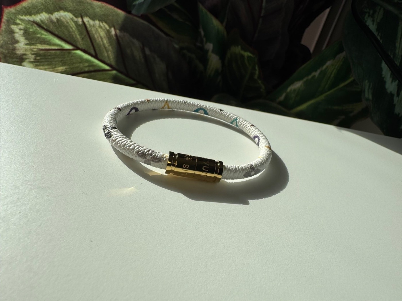 Läderarmband Vit Blommor